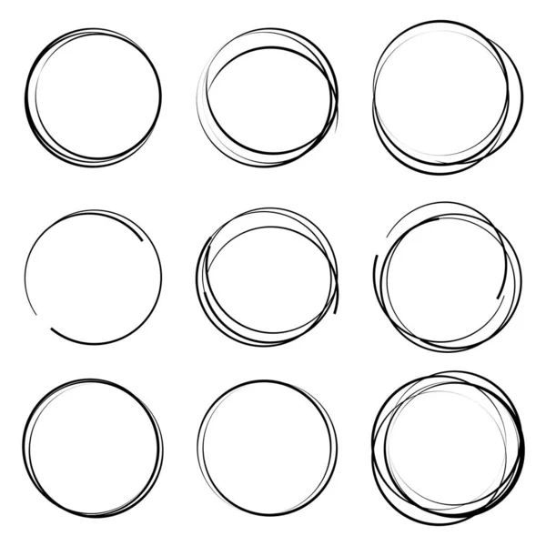 Kézzel rajzolt kör vagy Scribble Circles gyűjtemény — Stock Vector