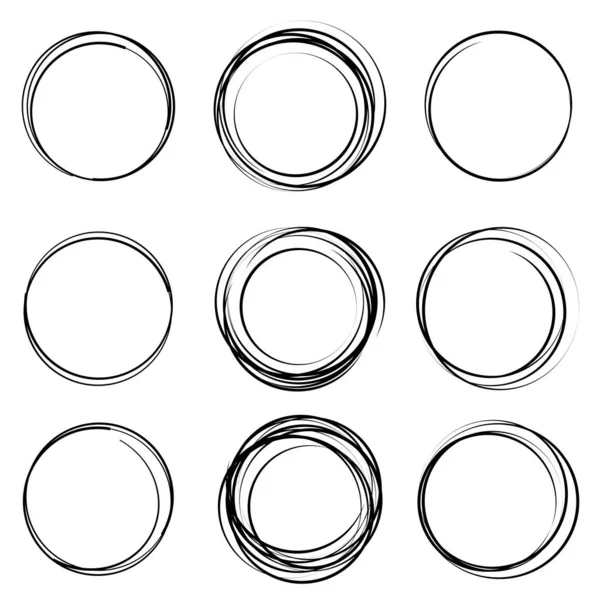 Kézzel rajzolt kör vagy Scribble Circles gyűjtemény — Stock Vector