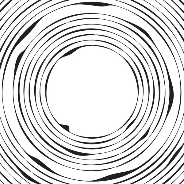 Black and white concentric line circle background or ripple effect — Stock Vector