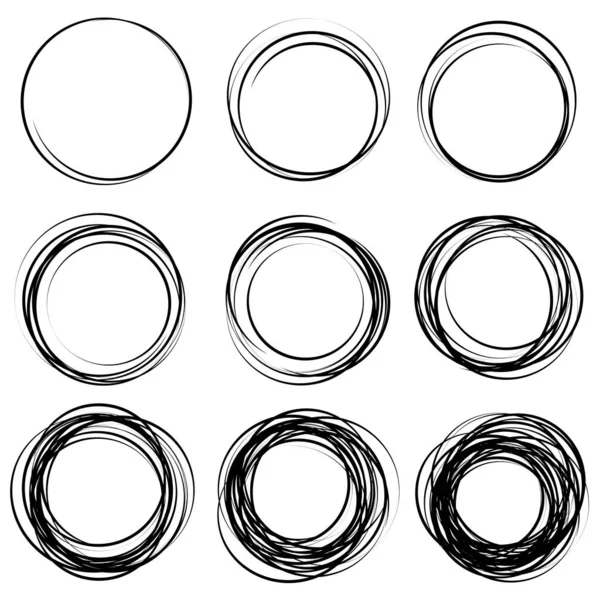 Kézzel rajzolt kör vagy Scribble Circles gyűjtemény — Stock Vector