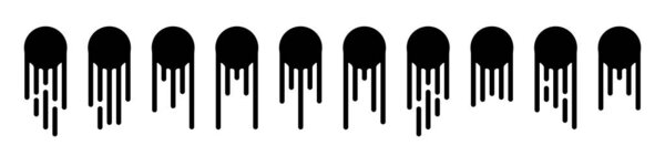 Round Black Current Paint Drips or Circle Stains Collection Isolated
