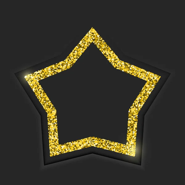 Gold Star Frame Golden Luxury Border com Glitters — Vetor de Stock