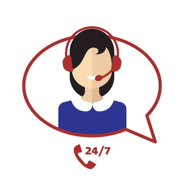 Call Center telemarketing vrouw operator of Customer Support — Stockvector