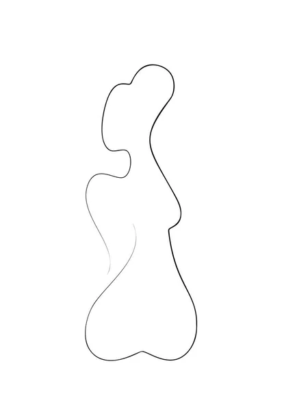 Eine Linie Zeichnet Nackten Weiblichen Körper Schönheit Frau Zurück Skizzenstil — Stockvektor