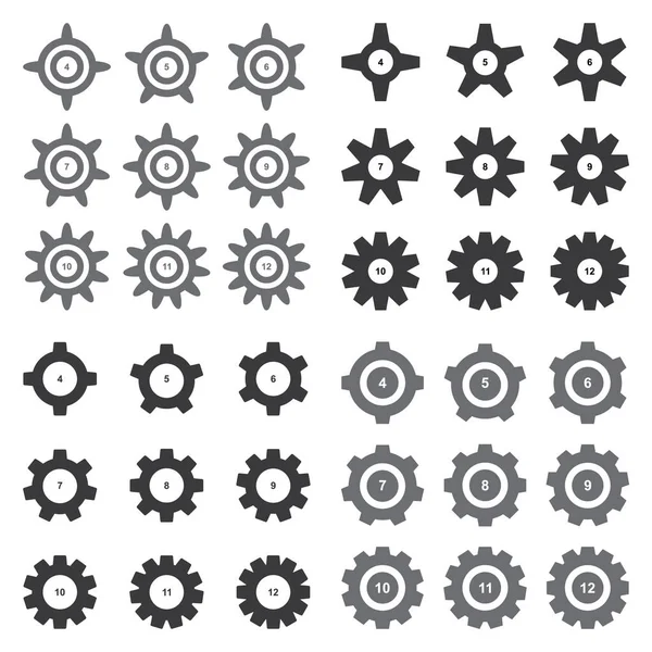 Коллекция Значков Передач Выделена Белом Фоне Набор Зубчатых Колес Зубчатых — стоковый вектор