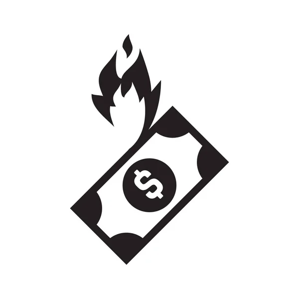 Fuego Icono Vector Dinero Quemar Ilustración Efectivo Aislado Sobre Fondo — Archivo Imágenes Vectoriales