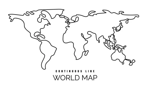 Συνεχής Απεικόνιση Του Παγκόσμιου Χάρτη Απλό Περίγραμμα Γης Μιας Γραμμής — Διανυσματικό Αρχείο