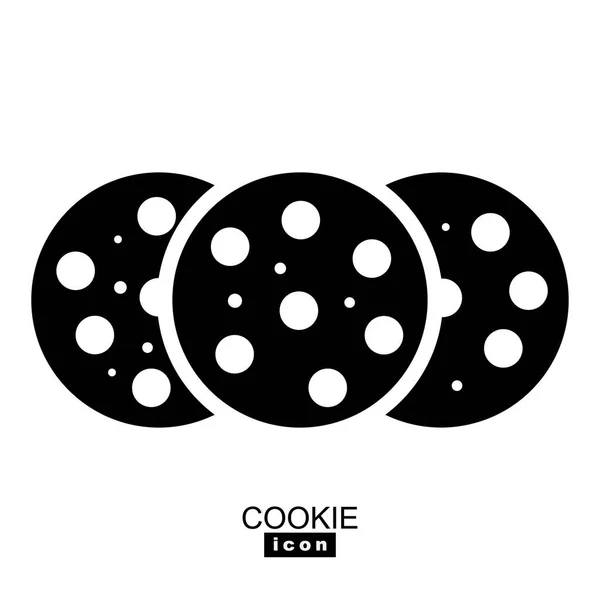 シンプルなクッキーアイコンベクトルイラスト オートミールシュガーは クッキーのシルエットやロゴをかむ 丸みを帯びた黒と白のビスケットのシンボル — ストックベクタ