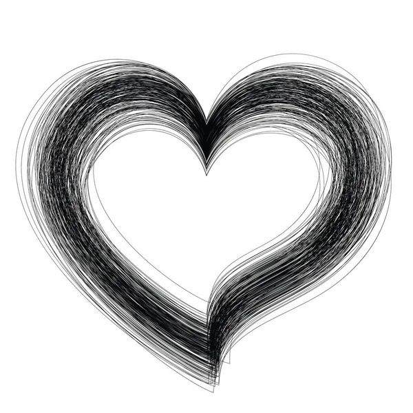 连续细线心向量图解 简约爱情素描涂鸦 一条线艺术情人节图标 单个婚礼草图或简单的心形标志 — 图库矢量图片