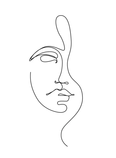 One Line Drawing Woman Face Portrait Féminin Beauté Dans Style — Image vectorielle