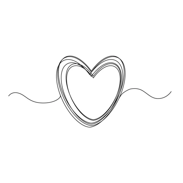 Kontinuierliche Dünne Linie Herz Vektor Illustration Minimalistische Liebe Skizze Doodle — Stockvektor
