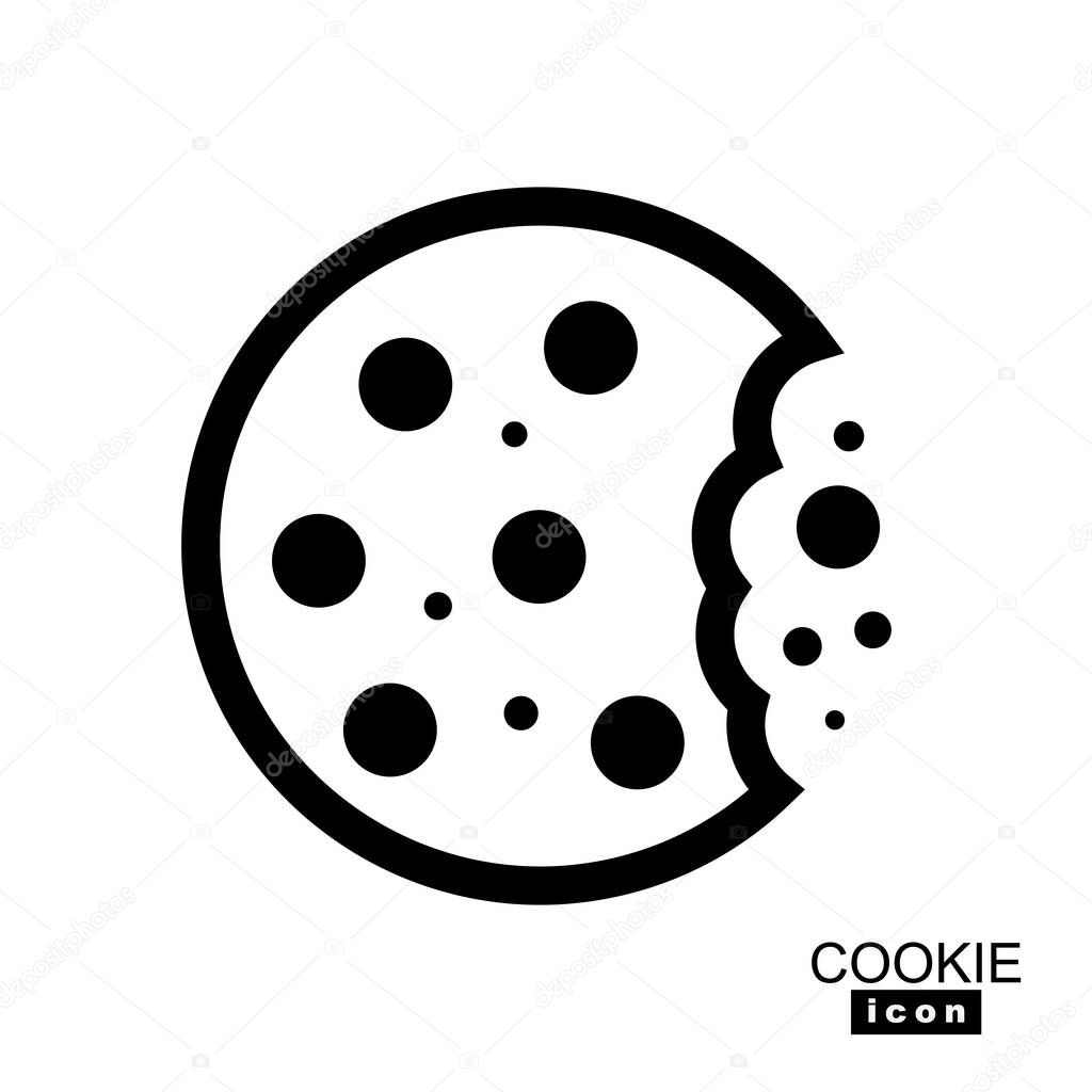 Simple cookie icon vector illustration. Oatmeal sugar bitten cookies silhouette or logo. Round black and white biscuit symbol isolated
