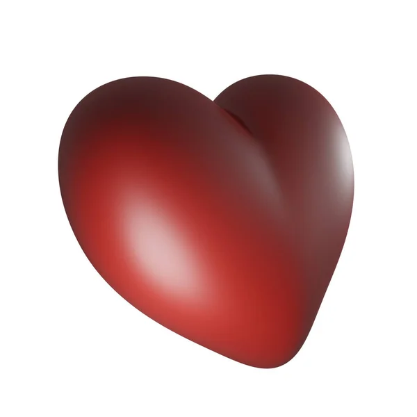 Ícone Coração Vermelho Simples Isolado Fundo Branco Ilustração Renderização — Fotografia de Stock