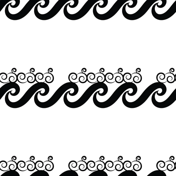 Patrón Vectorial Sin Costura Onda Fondo Moderno Monocromo Dibujado Mano — Vector de stock