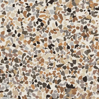 Modern trend renklerinde Terrazzo vektörsüz desen. Renkli taş döşeme çizimi, mermer zemin dokusu arkaplanı