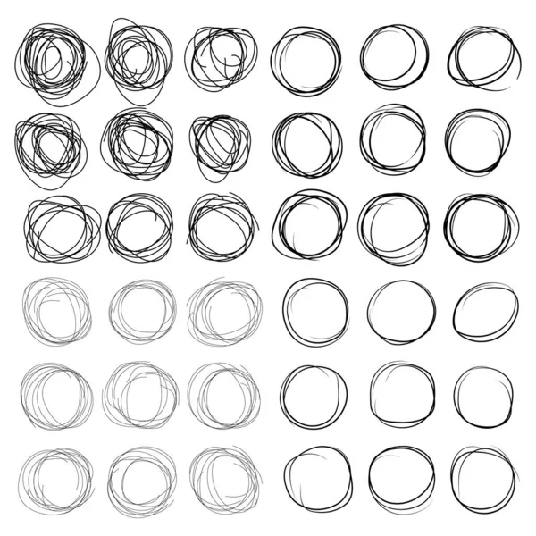 Encres Dessinées Main Cercle Griffonner Collection Vectorielle Croquis Circulaire Gribouillis — Image vectorielle