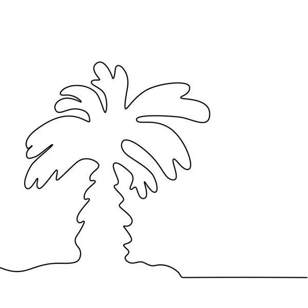 Una Línea Dibujando Palmera Belleza Una Línea Que Dibuja Palmera — Vector de stock