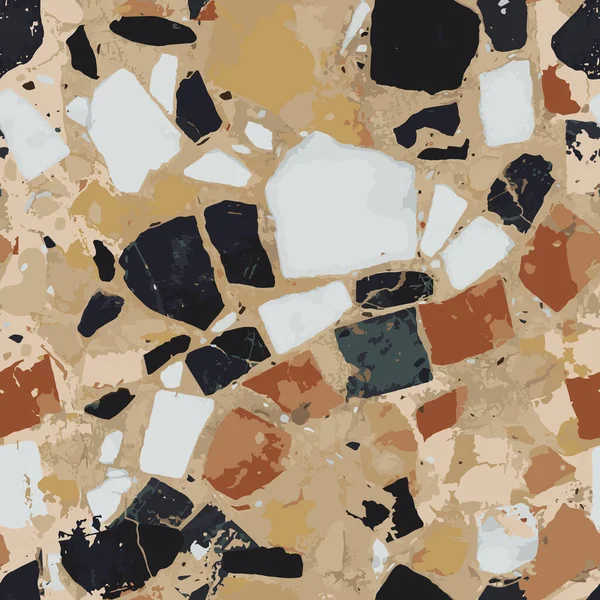Terrazzo Vektor Nahtloses Muster Modernen Trendfarben Farbige Steinböden Illustration Marmorboden — Stockvektor