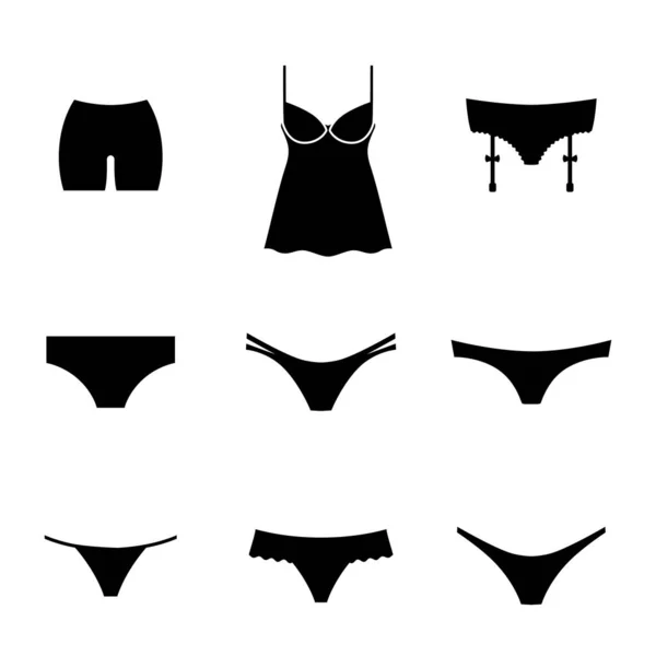 Vrouw Ondergoed Symbool Pictogrammen Collectie Grote Set Van Vectorlingerie Borden — Stockvector