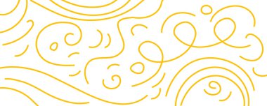 Makarna desenli arka plan, spagetti desenli yemek. İtalyan eriştesi kıvırcık bg, sarı vektör dalga çizgileri, Çin eriştesi, Asya geometrik makarna