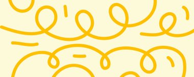 Makarna desenli arka plan, spagetti desenli yemek. İtalyan eriştesi kıvırcık bg, sarı vektör dalga çizgileri, Çin eriştesi, Asya geometrik makarna