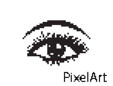 Piksel sanat göz ikonu, 8 bit retro stil insan gözü, basit bilgisayar sembolü, vizyon mozaik pikseller göz tasarımı