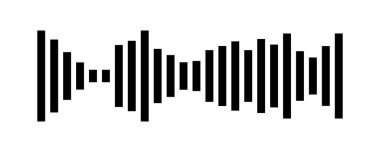 Ses dalgası vektör simgesi. Ses sembolü, basit ses dalgası biçimi veya radyo dengeleyici, beyaz arkaplanda izole edilmiş minimal podcast ses kaydı