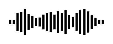 Ses dalgası vektör simgesi. Ses sembolü, basit ses dalgası biçimi veya radyo dengeleyici, beyaz arkaplanda izole edilmiş minimal podcast ses kaydı