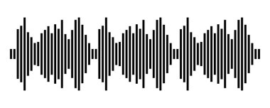 Ses dalgası vektör simgesi. Ses sembolü, basit ses dalgası biçimi veya radyo dengeleyici, beyaz arkaplanda izole edilmiş minimal podcast ses kaydı