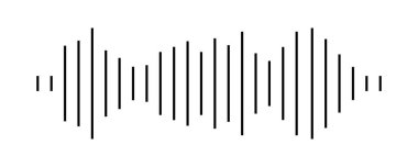 Ses dalgası vektör simgesi. Ses sembolü, basit ses dalgası biçimi veya radyo dengeleyici, beyaz arkaplanda izole edilmiş minimal podcast ses kaydı