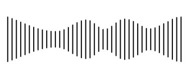 Ses dalgası vektör simgesi. Ses sembolü, basit ses dalgası biçimi veya radyo dengeleyici, beyaz arkaplanda izole edilmiş minimal podcast ses kaydı