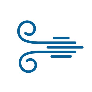 Rüzgar esinti vektör simgesi. Temiz hava hareketi, rüzgarlı dalga, çizgi film dumanı ve hareket buharı ya da dönen buhar. Temiz hava rüzgarı çok az görüntü verir.