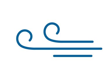 Rüzgar esinti vektör simgesi. Temiz hava hareketi, rüzgarlı dalga, çizgi film dumanı ve hareket buharı ya da dönen buhar. Temiz hava rüzgarı çok az görüntü verir.