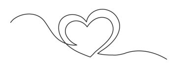 Kalp bir çizgi sanatı. Sürekli doğrusal aşk şekli, düğün çizgisi ikonu, minimalist sevgililer günü grafik tasarımı, kalp karalama vuruşu