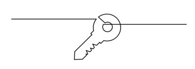 Bir satır anahtarı. Devamlı anahtar sözcük sembolü, sanat vektörü illüstrasyonunun kilidini aç, el çizimi minimal anahtar çizim simgesi, özellik erişim simgesi, giriş işareti