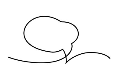 Devamlı ince çizgi balon konuşma vektörü ikonu. Minimalist sohbet sembolü çizimi, bir satır diyalogu veya mesaj balonu, bulut çizimi, basit sohbet kutusu, balonu düşün