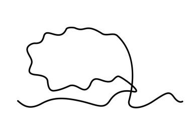 Devamlı ince çizgi balon konuşma vektörü ikonu. Minimalist sohbet sembolü çizimi, bir satır diyalogu veya mesaj balonu, bulut çizimi, basit sohbet kutusu, balonu düşün