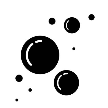 Sabun köpüğü vektör ikonu. Köpüklü içecek, şampanya piktogramı, oksijen kabarcıkları basit tasarım, siyah düz top piktogramı, köpüklü sis.