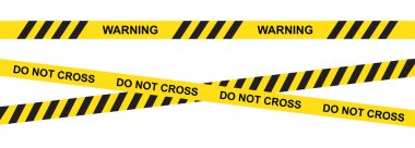 Dikkat sarı çizgi. Uyarı şeridi, inşaat veya polis bariyeri işareti, uyarı hattı