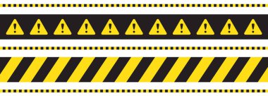 Dikkat, sarı ve kırmızı çizgi. Uyarı şeridi, inşaat veya polis bariyeri işareti, uyarı hattı