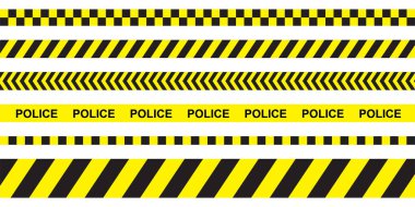 Dikkat, sarı ve kırmızı çizgi. Uyarı şeridi, inşaat veya polis bariyeri işareti, uyarı hattı