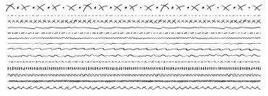 El çizimi sınır çizgileri. Doodle dalgası altı çizili, klasik karalama süsü, elle çizilmiş zikzak çizgileri