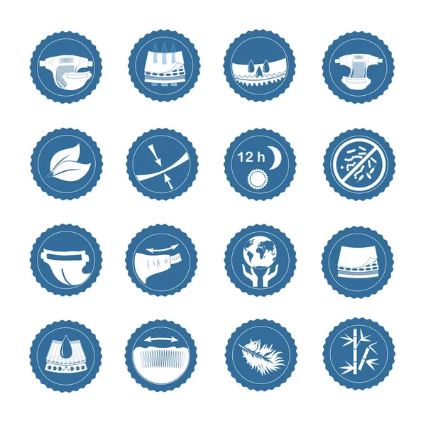 Simple Set Diaper Related Vector Icons Contains Icons Absorbent Slim — Stock Vector