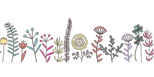 Векторный Ручной Рисунок Цветок Бесшовный Узор Растений Милый Элегантный Ботанический — стоковый вектор