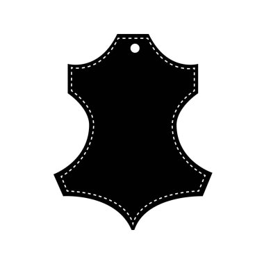 Doğal deri ICOM. Vektör çizim, siyah ve beyaz. Kumaş işareti