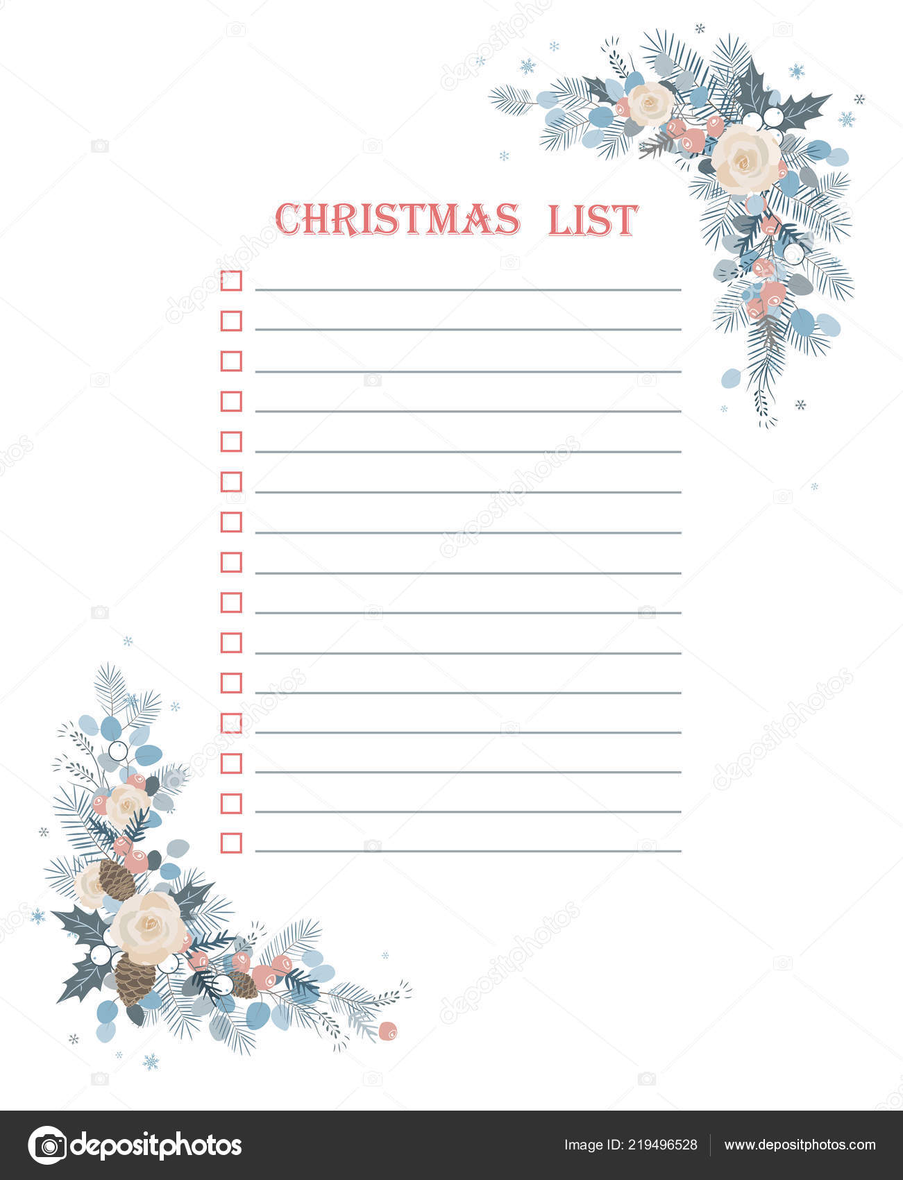 Christmas To Do Checklist With Froral Corner Frame Decoration Isolated Frame On A White Background Stock Vector C Toltemara
