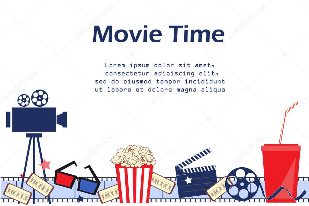 Movie background with cinema attributes. Seamless pattern