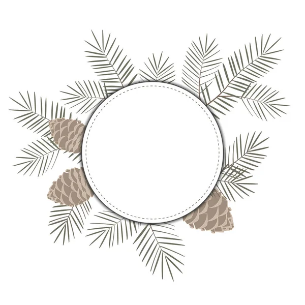Christmas round frame with fir branches and place for text. Vector illustration. — Stock Vector