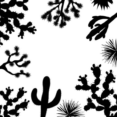 Egzotik kır çiçeği kaktüs çerçeve. Saguaro, inciri ve Maltepe afiş