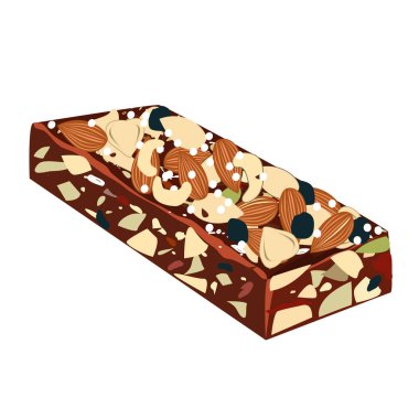 Protein ve sağlıklı yağ ve doğal karbonhidrat üzerinde beyaz backiground izole yüksek olan bal içeren fındık ile enerji bar
